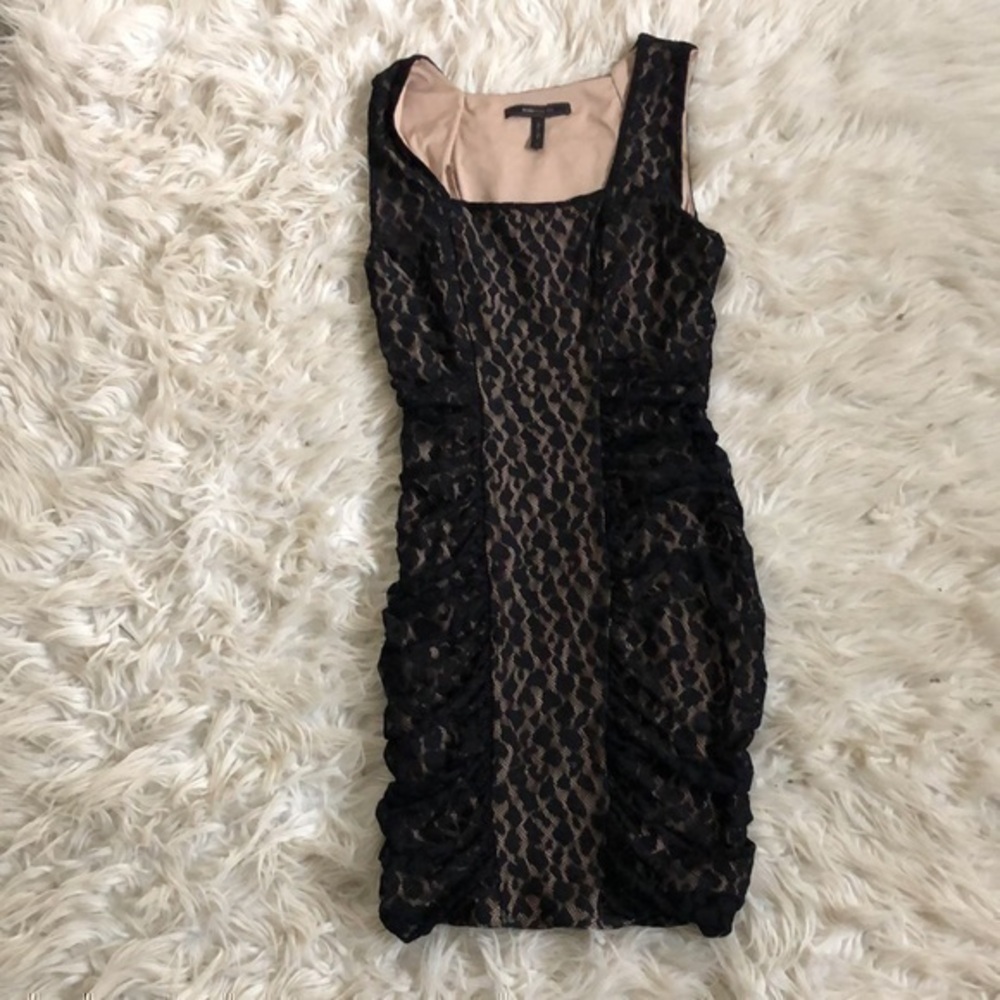 BCBGMaxAzria black lace overlay dress sz s